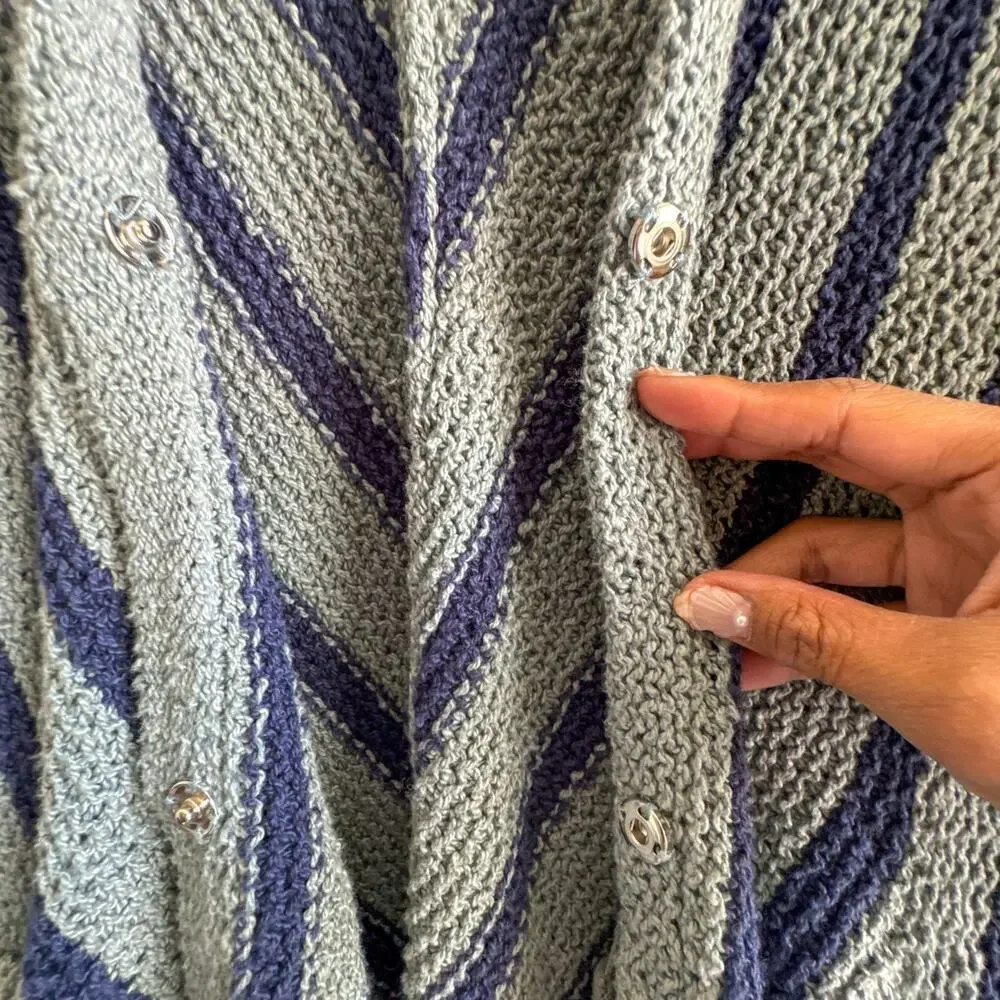 Free People Circle Back Cardigan Blue XS Striped Draped Knit Sweater